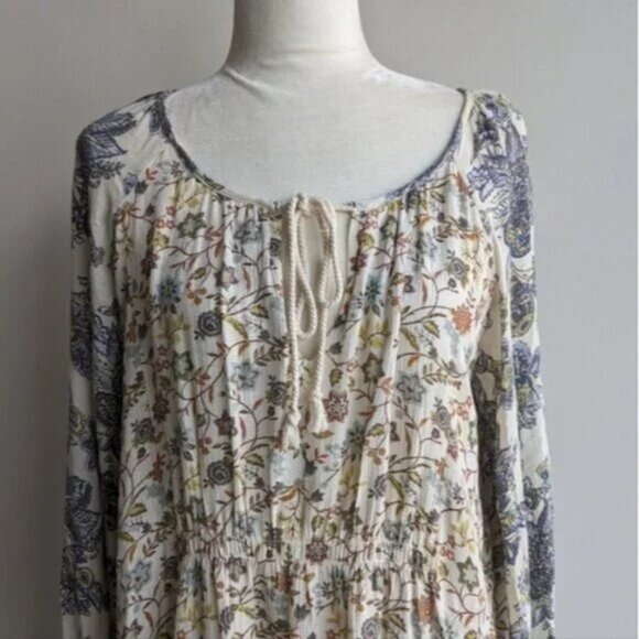 Free People Lucky Loosey Floral Peasant Boho Cottagecore Babydoll Dress - Picture 3 of 10